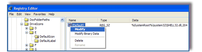 right-click to modify the registry key